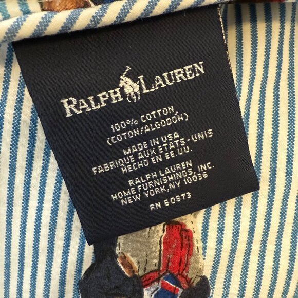 Ralph Lauren Polo Vtg Teddy Bear Blue Stripe Twin Comforter & 3 Pillow Cases - Picture 4 of 13